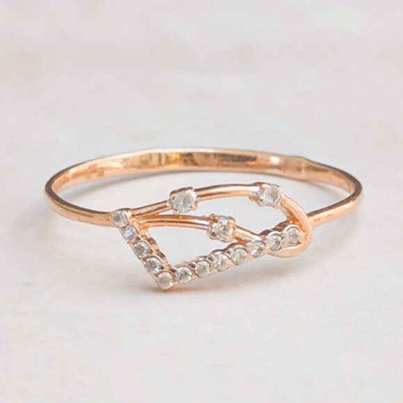 Russian 14k Rose Gold Diamond Chip Geometric Stacking Ring · Sz 9 - Picture 1 of 9